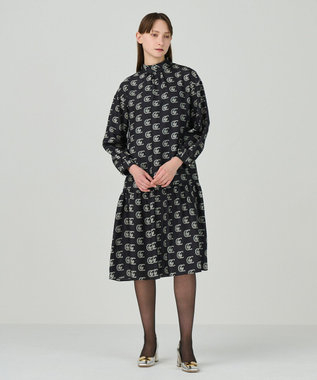 GRACE CONTINENTAL シルクモノグラムドレス ブラック