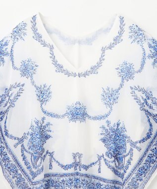 GRACE CONTINENTAL スカーフプリントポンチョトップ キナリ