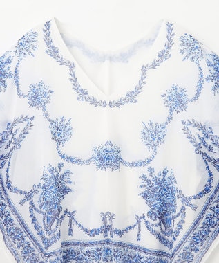 GRACE CONTINENTAL スカーフプリントポンチョトップ キナリ