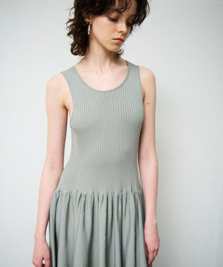 GRACE CONTINENTAL アメスリニットギャザーワンピース カーキ