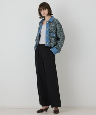 GRACE CONTINENTAL デニムコンビツイードジャケット グリーン