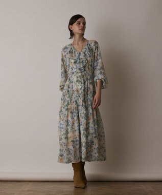 GRACE CONTINENTAL フラワープリントカフタンドレス キナリ