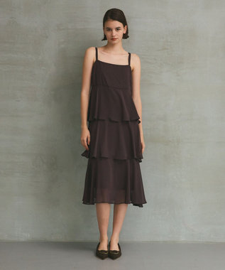 GRACE CONTINENTAL シフォンケープドレス ブラウン