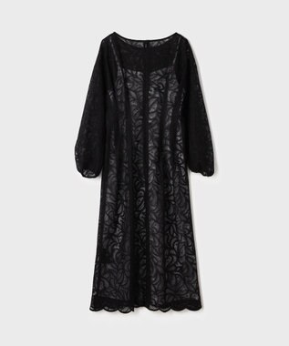 GRACE CONTINENTAL ペイズリーフラワー刺繍ワンピース ブラック