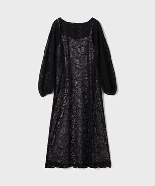 GRACE CONTINENTAL ペイズリーフラワー刺繍ワンピース ブラック
