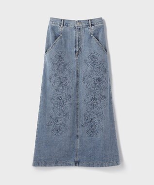 GRACE CONTINENTAL エンボスデニムスカート ブルー