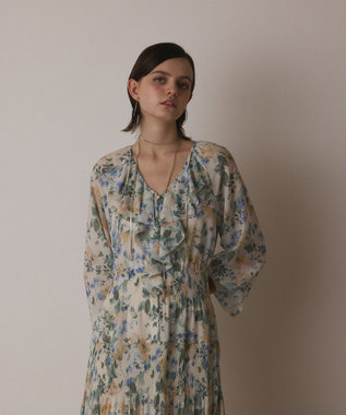 GRACE CONTINENTAL フラワープリントカフタンドレス キナリ