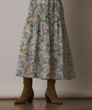 GRACE CONTINENTAL フラワープリントカフタンドレス キナリ