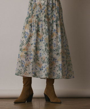 GRACE CONTINENTAL フラワープリントカフタンドレス キナリ