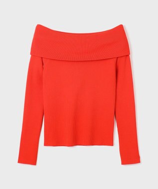 GRACE CONTINENTAL オフショルリブニットトップ レッド