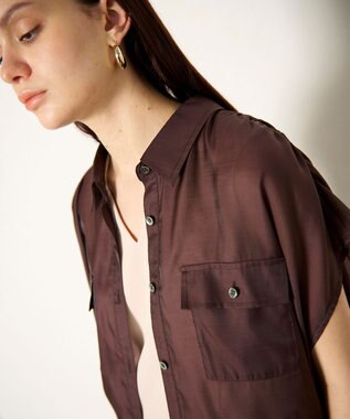 GRACE CONTINENTAL ギャザーシャツ ブラウン