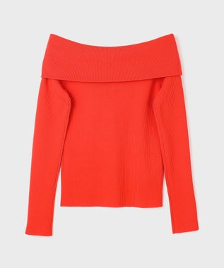 GRACE CONTINENTAL オフショルリブニットトップ レッド