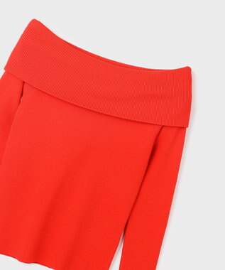 GRACE CONTINENTAL オフショルリブニットトップ レッド