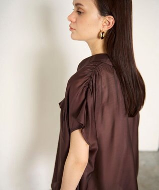 GRACE CONTINENTAL ギャザーシャツ ブラウン