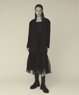 GRACE CONTINENTAL チュールプリーツコンビワンピース ブラック