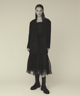 GRACE CONTINENTAL チュールプリーツコンビワンピース ブラック