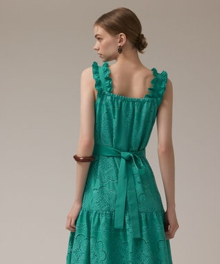 GRACE CONTINENTAL カットワーク刺繍ワンピース グリーン