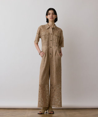 GRACE CONTINENTAL コードレースジャンプスーツ ベージュ