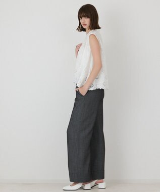 GRACE CONTINENTAL 刺繍スキッパートップ ホワイト