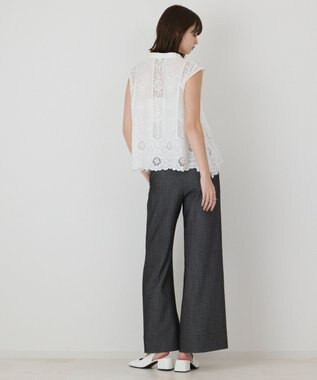 GRACE CONTINENTAL 刺繍スキッパートップ ホワイト