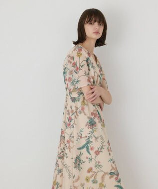 GRACE CONTINENTAL シノワズリプリントワンピース ベージュ