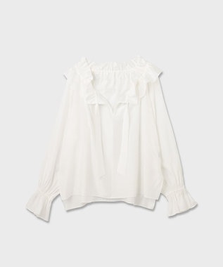 GRACE CONTINENTAL フリルカラーシアーカフタンブラウス ホワイト