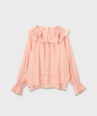 GRACE CONTINENTAL フリルカラーシアーカフタンブラウス ピンク