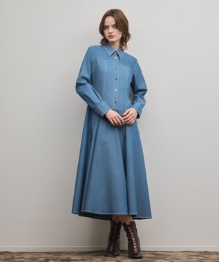 GRACE CONTINENTAL シャツフレアワンピース ブルー