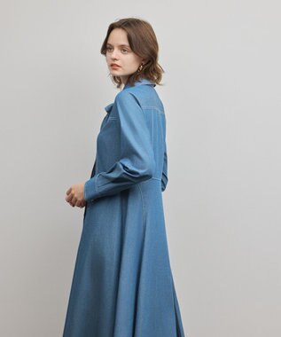 GRACE CONTINENTAL シャツフレアワンピース ブルー