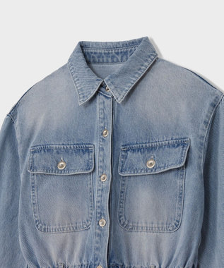 GRACE CONTINENTAL デニムドロストスリットワンピース サックス