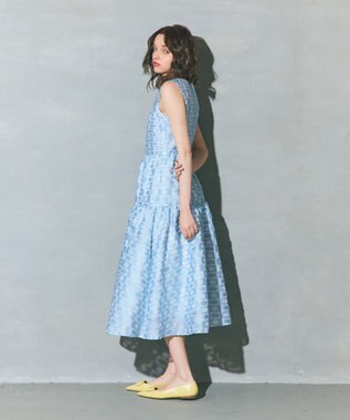 GRACE CONTINENTAL キカドットジャガードドレス ブルー