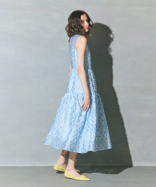 GRACE CONTINENTAL キカドットジャガードドレス ブルー