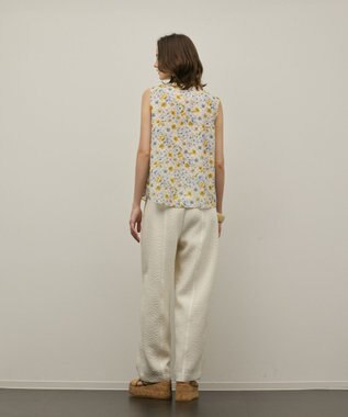 GRACE CONTINENTAL シアーフラワープリントジャガードブラウス イエロー