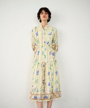 GRACE CONTINENTAL セーラープリントワンピース イエロー