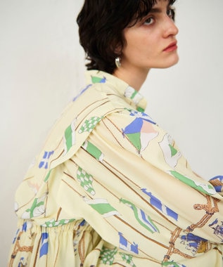 GRACE CONTINENTAL セーラープリントワンピース イエロー