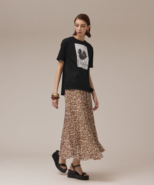GRACE CONTINENTAL ヒョウ柄ロングプリーツスカート ベージュ