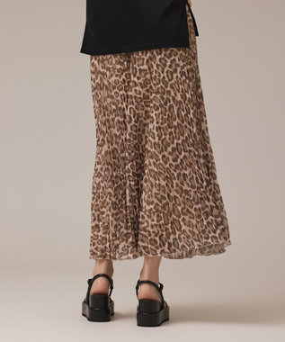 GRACE CONTINENTAL ヒョウ柄ロングプリーツスカート ベージュ