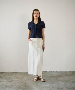 GRACE CONTINENTAL レースカットスキッパートップ ネイビー