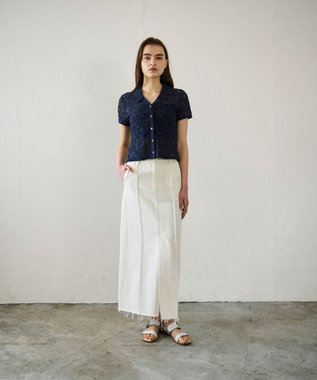 GRACE CONTINENTAL レースカットスキッパートップ ネイビー