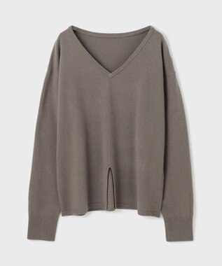 GRACE CONTINENTAL ウールVネックニットトップ グレー