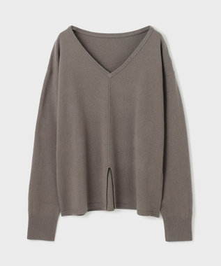 GRACE CONTINENTAL ウールVネックニットトップ グレー