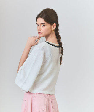 GRACE CONTINENTAL ツイーディーニットカーディガン ホワイト