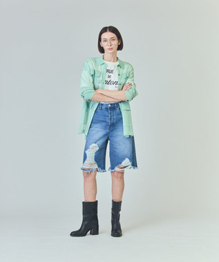 GRACE CONTINENTAL クラッシュハーフパンツ ブルー