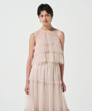 GRACE CONTINENTAL チュールフリルノースリーブ ベージュ