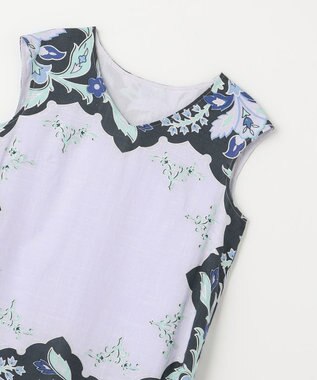 GRACE CONTINENTAL フレームプリントギャザーワンピース ネイビー