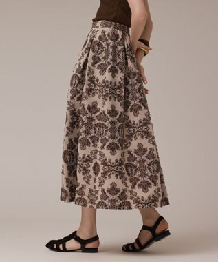 GRACE CONTINENTAL ダマスクジャガードタックスカート ブラウン