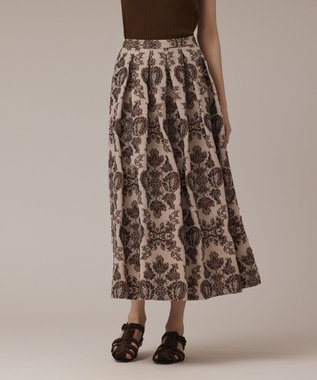 GRACE CONTINENTAL ダマスクジャガードタックスカート ブラウン