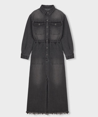 GRACE CONTINENTAL デニムドロストスリットワンピース ブラック