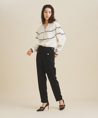 GRACE CONTINENTAL フロントフラップスリムパンツ ブラック