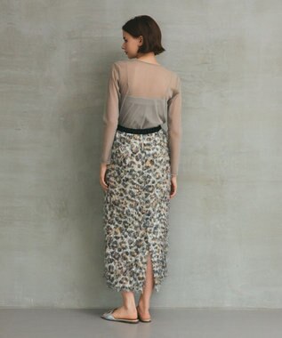 GRACE CONTINENTAL フェザーレオパードスカート ベージュ